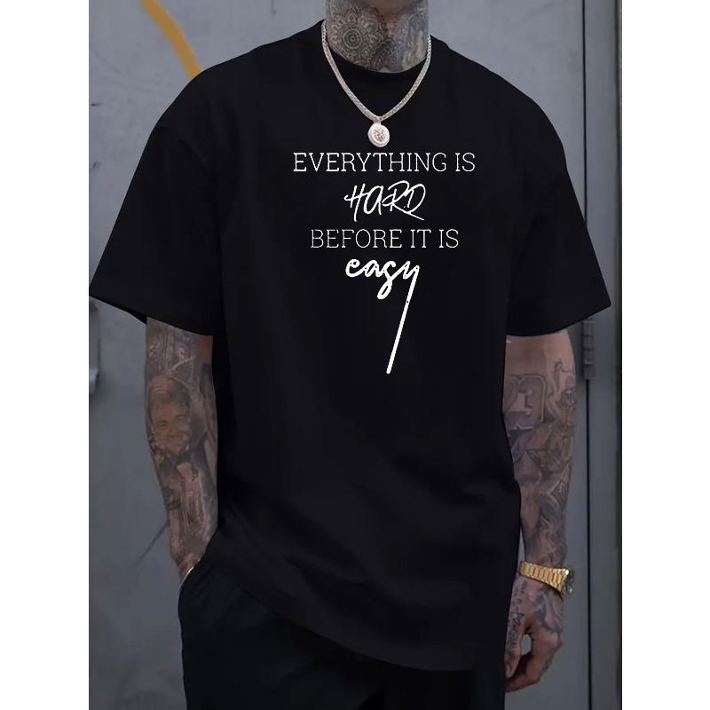 European sizes Men's round neck short sleeved T-shirt with letter pattern printing, simple and fashionable T-shir