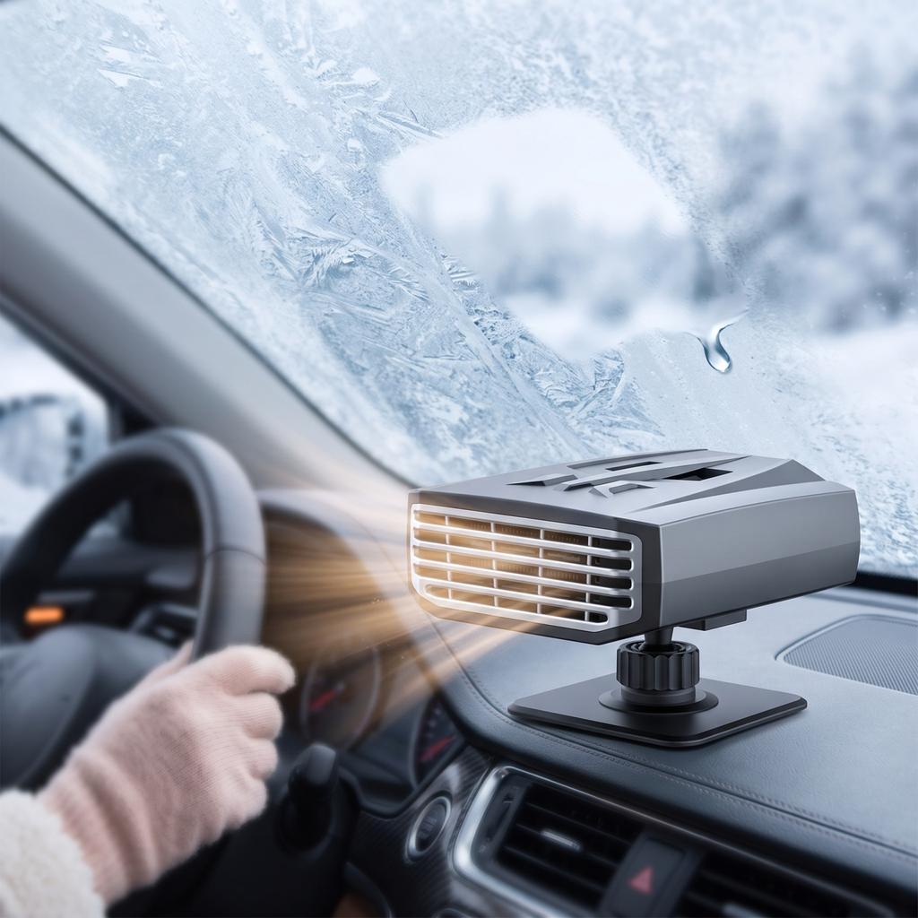Car Heater with Base and Suction Cup, Portable Warm Blower for Vehicle Windshield and Interior