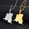 Anniyo the Congo Map With Cities Name Pendant Chain Necklaces DRC Kinshasa Jewelry Congolese #271321