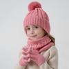 3Pcs/Set Kids Hat Scarf Gloves Set Colorful Twist Texture Hat Thickened Plush Lining Neck Gaiter Knitted Gloves Set