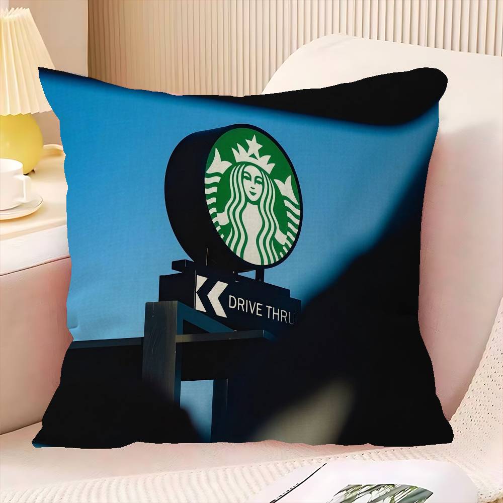 Cool S-Starbucks LOGO Cushion Cover Car Throw Pillow Case For Sofa Car Christmas Gift 40x40cm 45x45cm