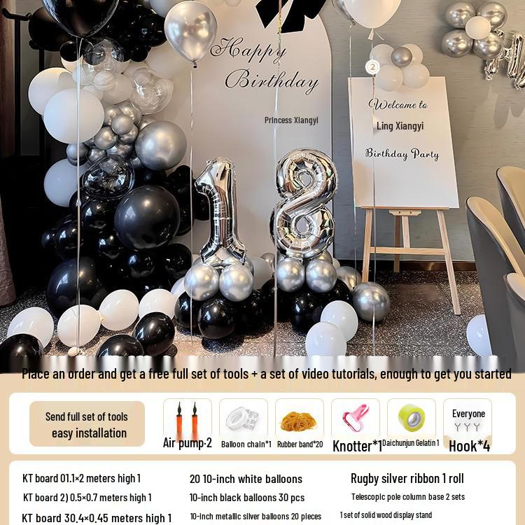 Zestaw dekoracji na 18. urodziny: Eleganckie Tło Ścienne i Atmosfera na Uroczystość Wejścia w Pełnoletność