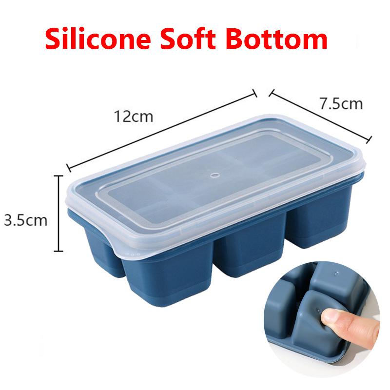6 Grids Ice Tray Mold Food Grade Soft Silicone Ice Cube Mould Ice Cream Ice Blocks Makers DIY Homemade Cold Drink Kitchen Tools