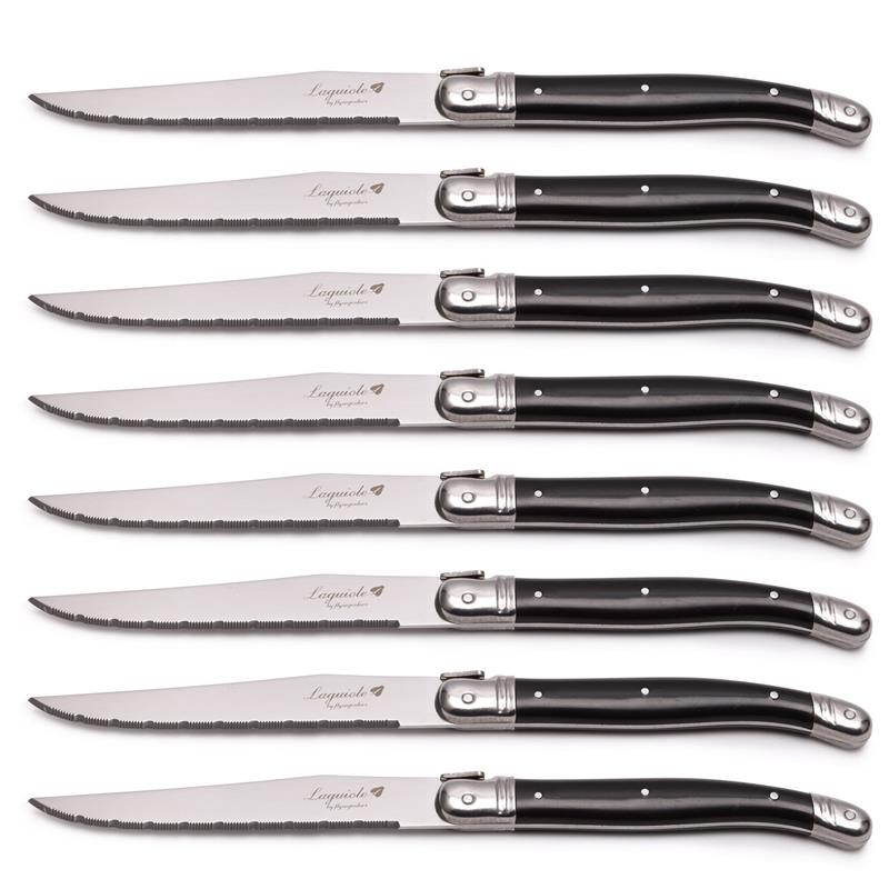 Laguiole Stainless Steel Steak Knives Dinner Knife Black Cutlery Table Knife Dinnerware sets Restaurant Home Bar Flatwatware 9''
