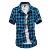 Mens Short Sleeve Lattice Plaid Painting Large Size Casual Top Blouse Shirts,men Blouse