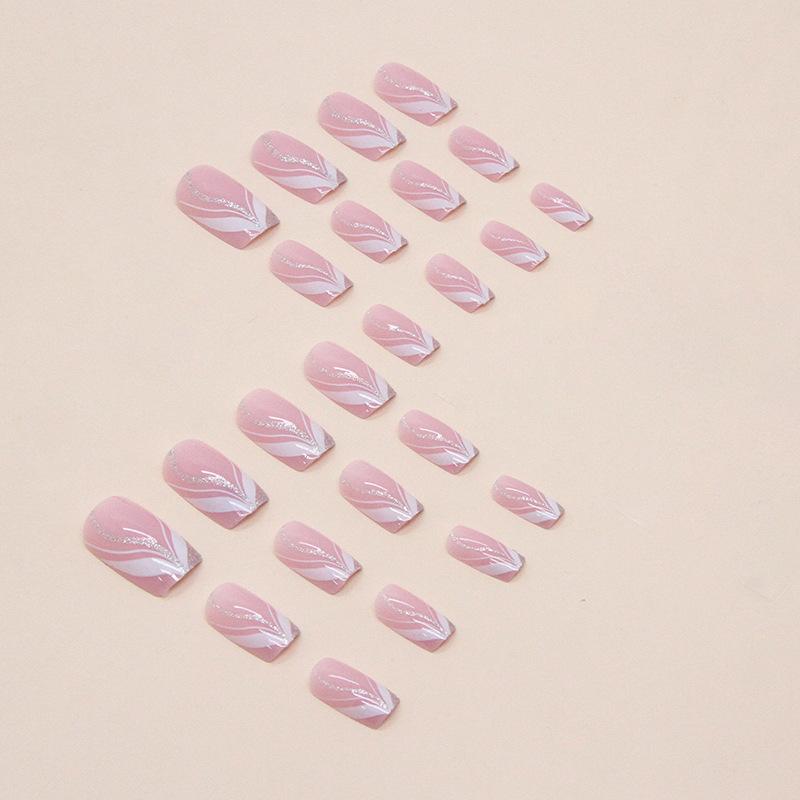 Simple European square fashion manicure pure desire silver powder commuting versatile naked pink manicure piece wearing nail nails