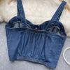 Hongkongský styl Retro Džínový top Dámský Design Jednořadé Slim fit Krátký Pupík Sexy Gyaru Sle Cami Móda
