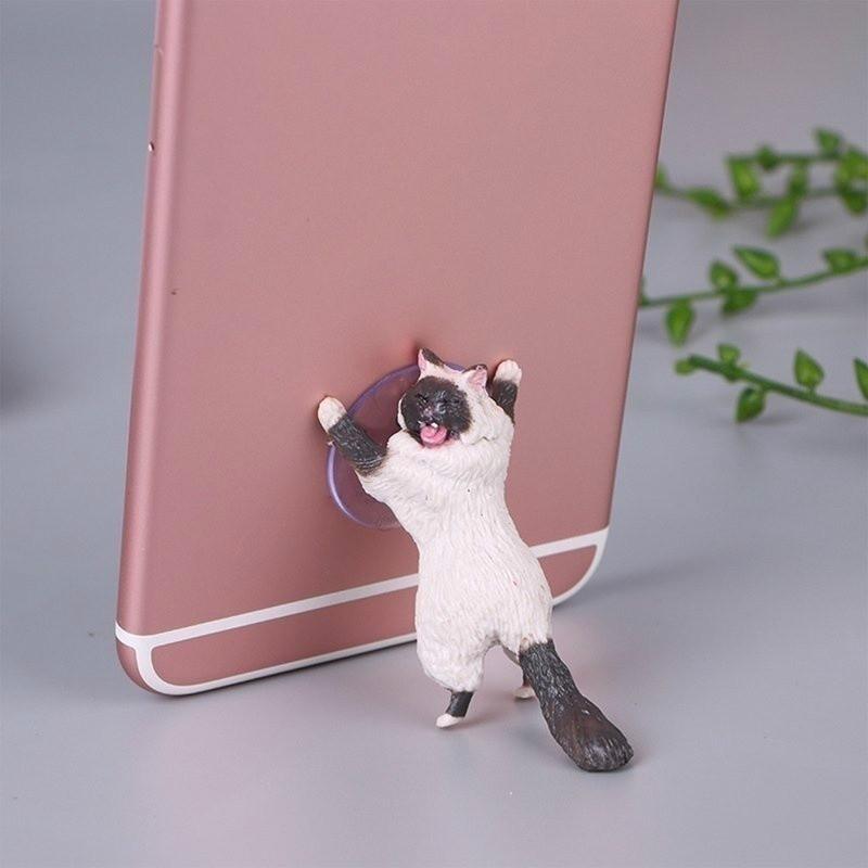 Mini Cat Sucker Design Phone Cartoon Statue Craft Home Car Decorative Smartphone Holder