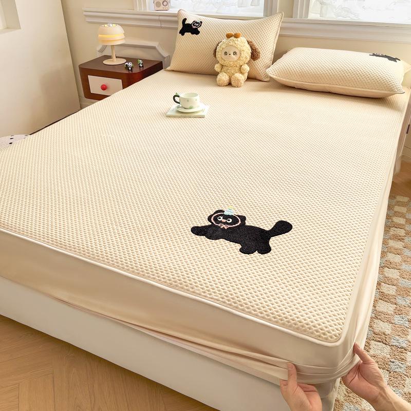 Spring & Summer Chenille Embroidery Quilted Fitted Sheet Mattress Protector