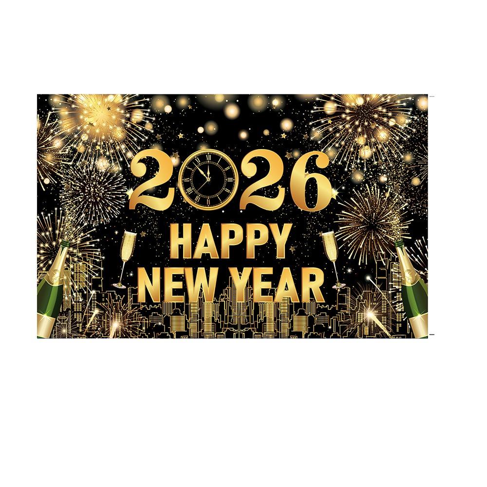 Black Gold 2026 New Year Backdrops Colorful Balloon Photo Background Party Background  Photo Studio