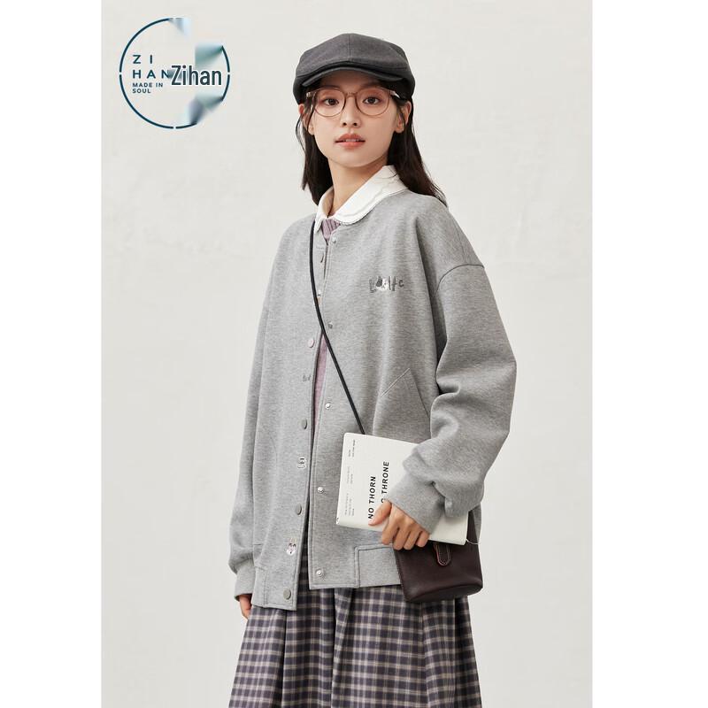 ZIHAN Women's Embroidered Cat Baseball Sweatshirt