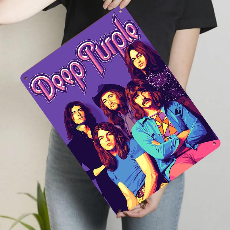 

Deep Purple Band Poster Vintage Rock Music Metal Tin Sign Wall Art Decor for Home Bar 20x30cm（7.8x11.8inch）