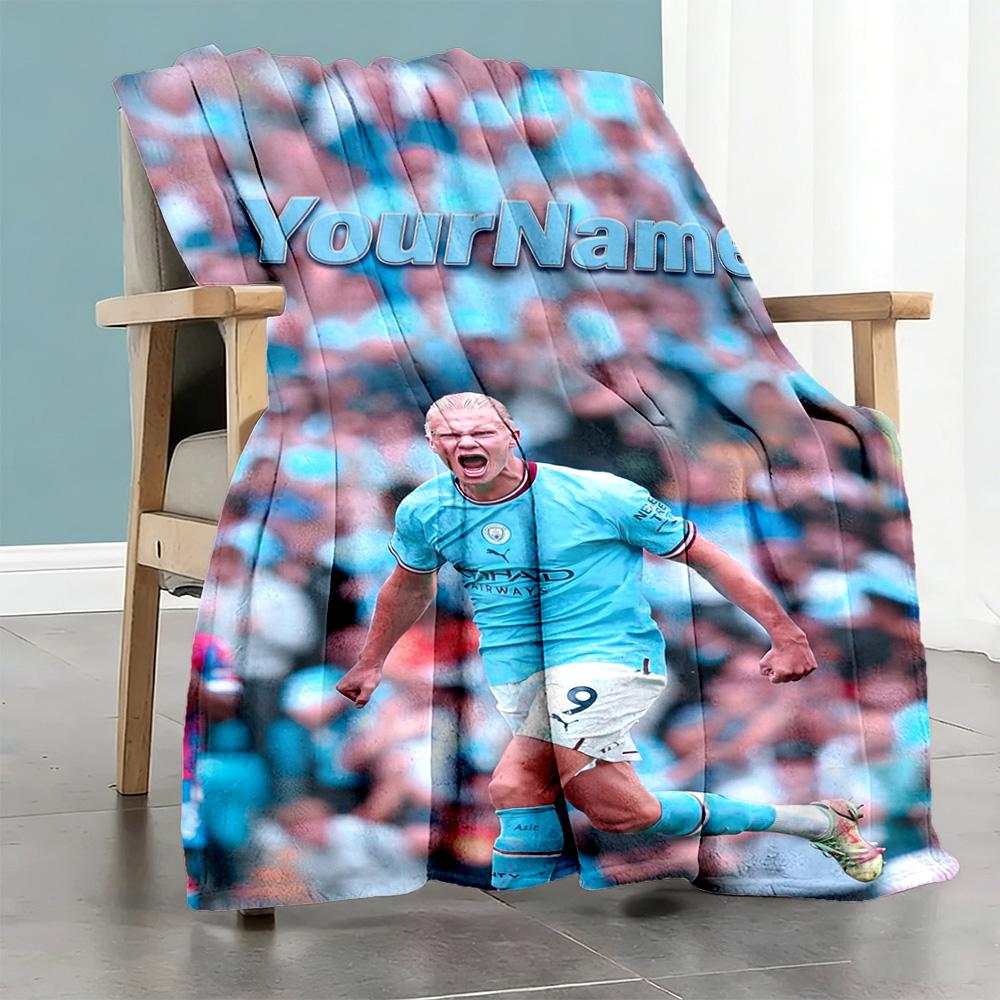 Haaland 194 Personalized Name Blanket Cozy Customizable Blanket Comfortable for Bed Nap Office Chair Sofa for All Occasions