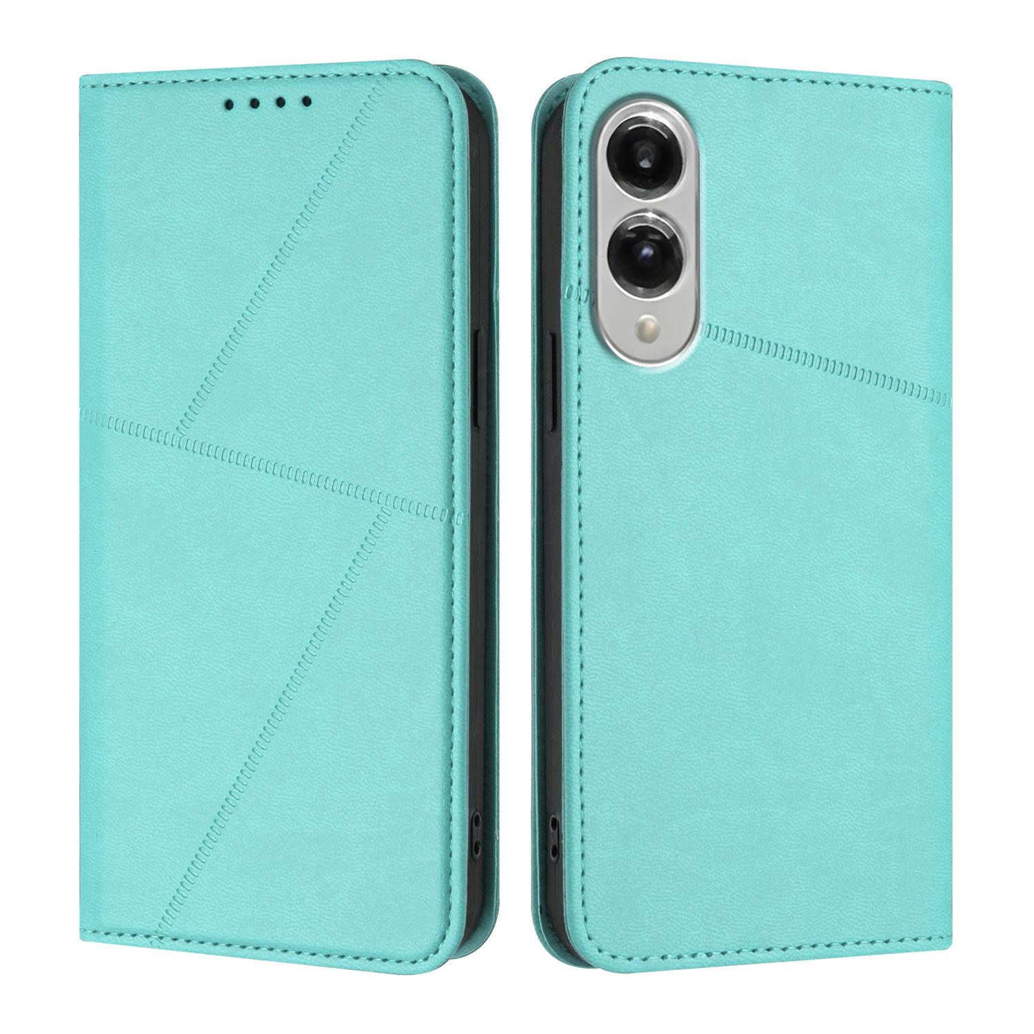 

For Samsung Galaxy S25 Edge Wallet Case Magnetic Closure Leather Flip Phone Cover with Stand Light Blue