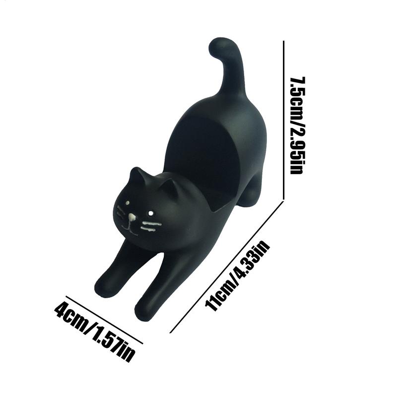 Cartoon Stretching Cat Desktop Stand Black Cat Ornaments Cute Animal Resin Figurine Lazy Phone Stand Resin Crafts Decoration