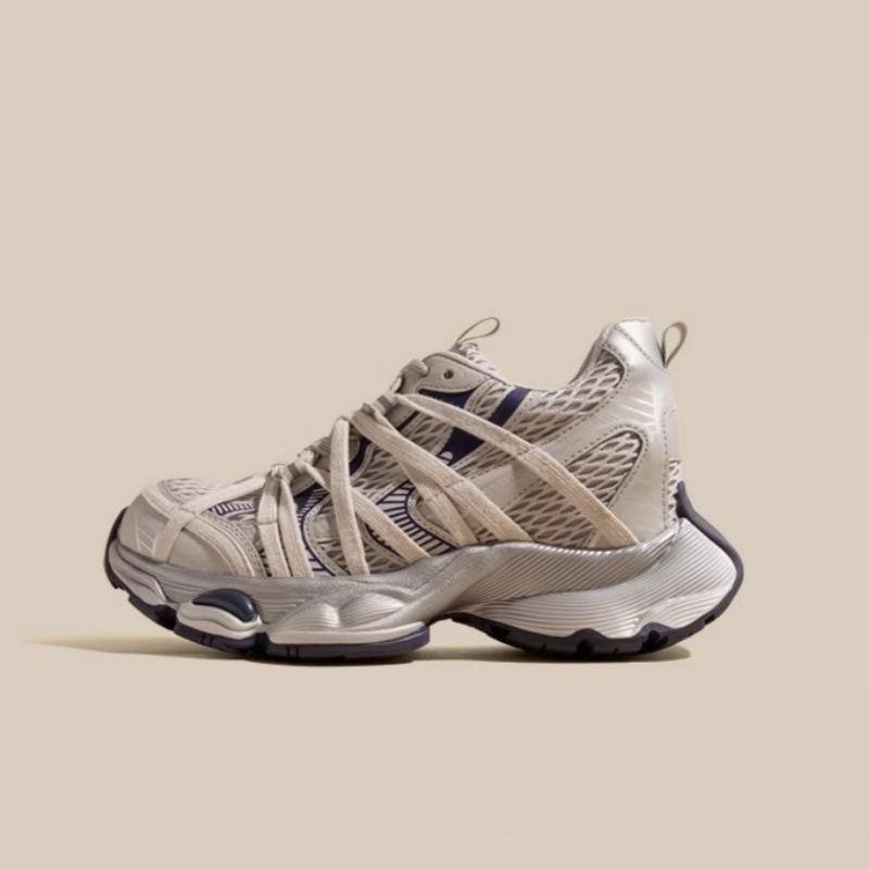 

European Station Leather Daddy Shoes Women s 2025 Spring New Breathable Mesh Straps Show Feet Small Sports Fried Street Casual Shoes 40 серо голубой