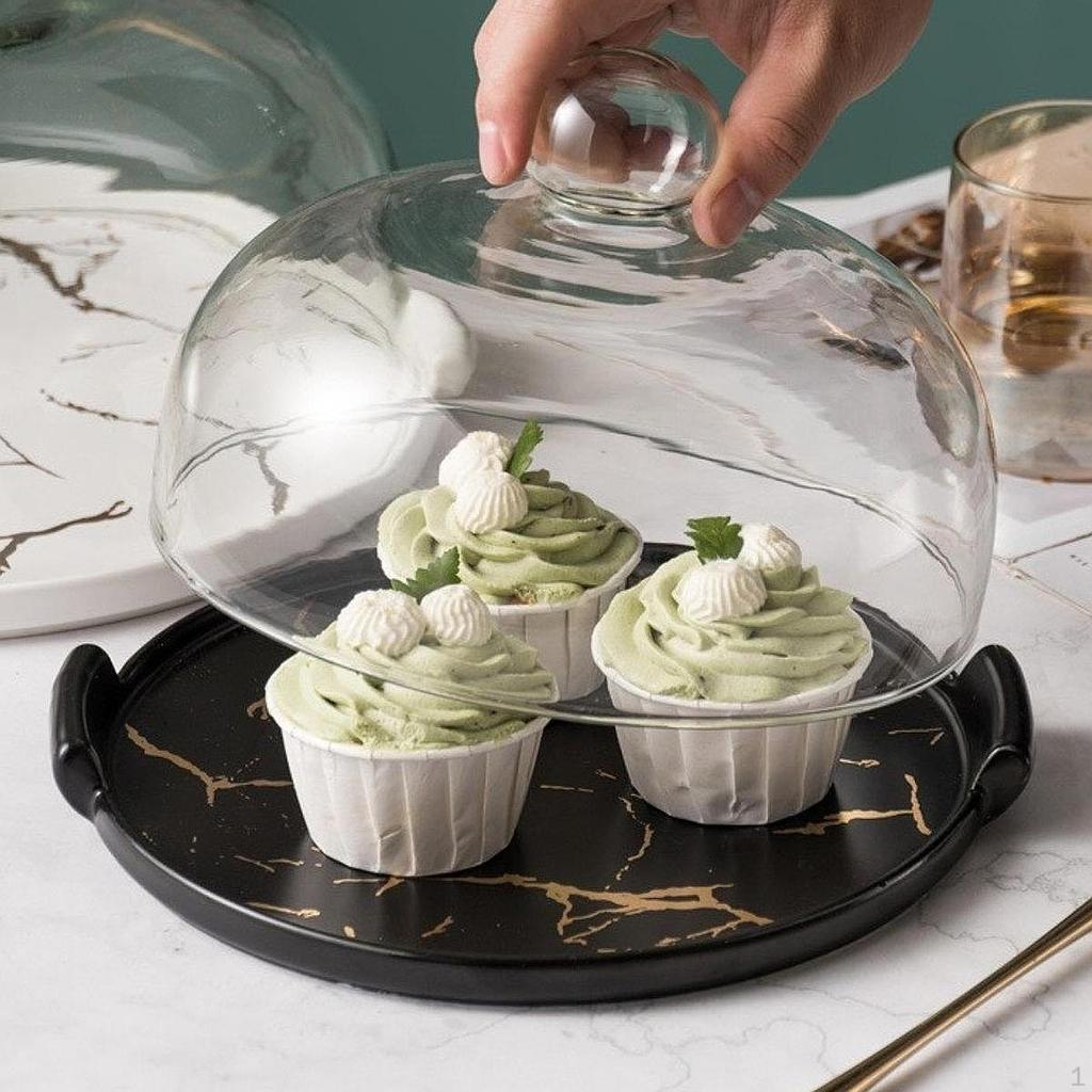 Cake Stand Dessert Display Plate with Dome Multifunctional Serving Platter Round Tray for