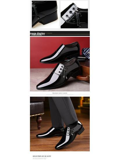 Dragonfly Men's Genuine Leather Pointed Toe Formal Shoes - Soft Sole, Korean Style, Plus Size Available
