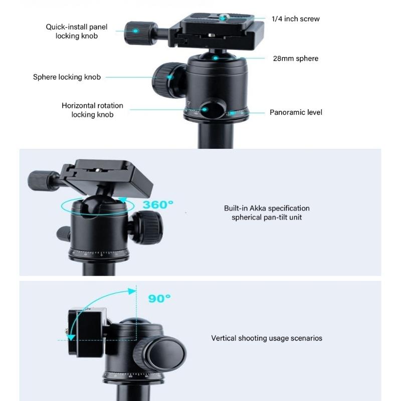 Adjustable Aluminum Alloy Camera Tripod With Quick Release Plate And Retractable Legs For Stable Shoot Flexible Angled