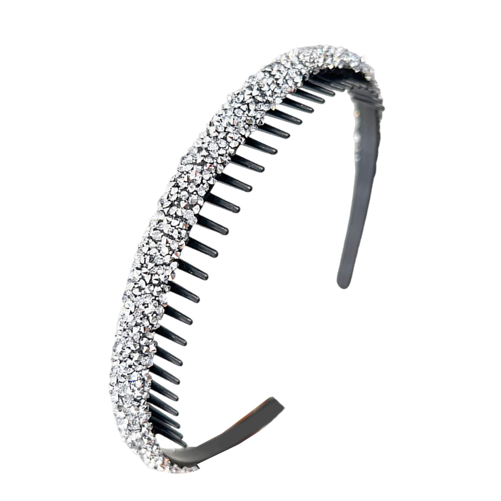 

Повязка на голову со стразами, нескользящая, с хрустальными зубцами, повязка на голову, модная повязка на голову для женщин и девочек, для ежедневного использования серебряный