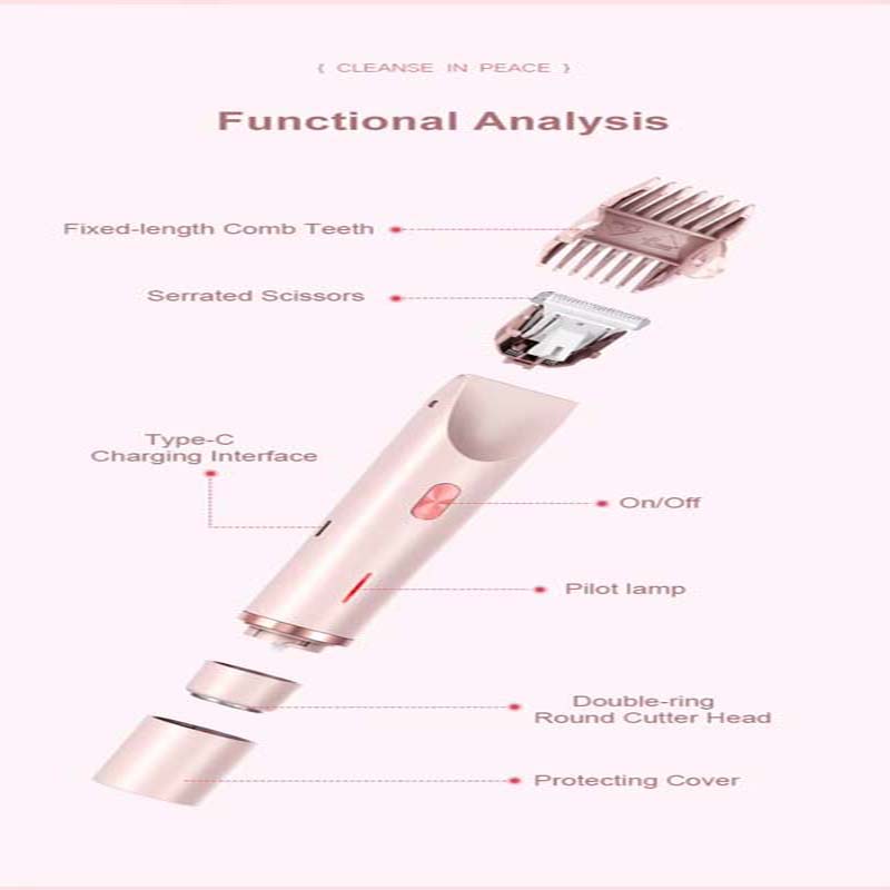 IPX7 waterproof women's hair removal device - dual-purpose body hair trimmer and shaving tool - mini shaving kit