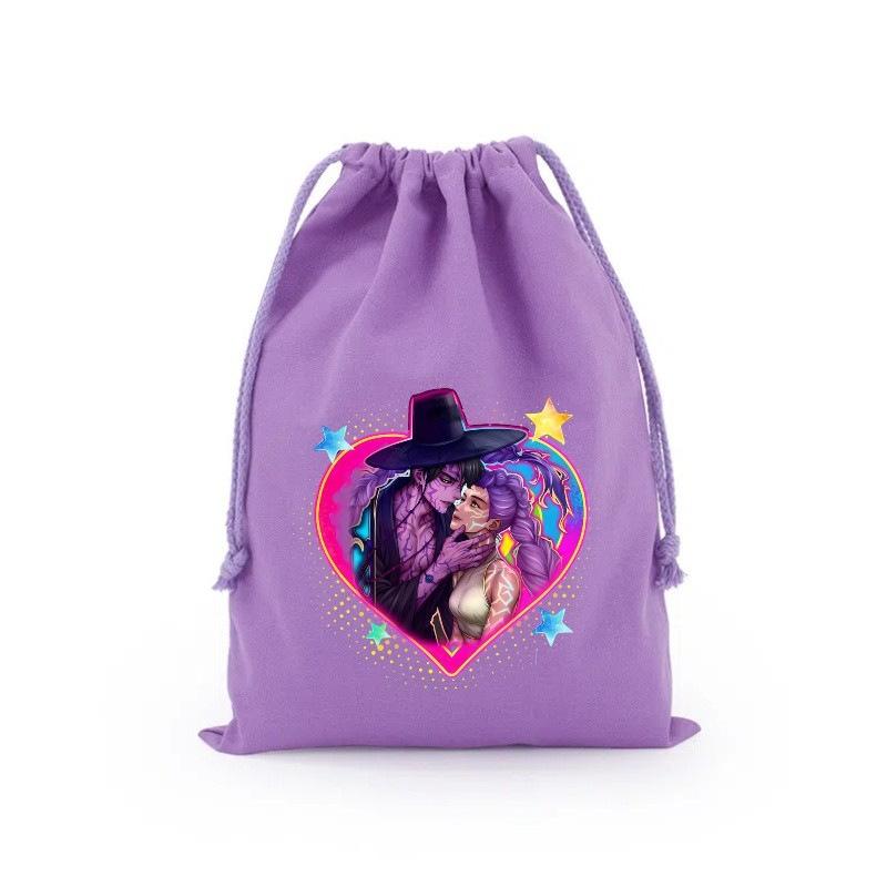 KPop Demon Hunters Storage Drawstring Bag Music Cartoon Party Cookies Candy Package Kids Gift Bags Print Cotton Key Pouch