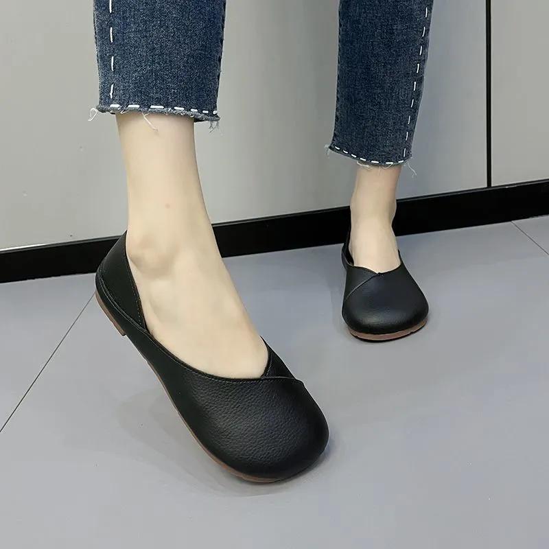 Leather Spring Autumn Women's Flats Ballerina Shoes Women Loafers Comfortable Soft Leather Women Flats Shoes