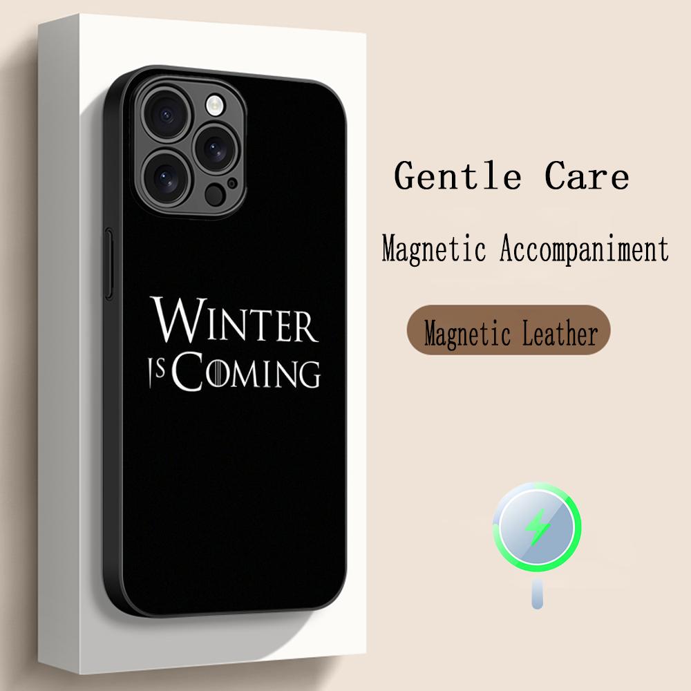

G-game of T-thrones fashion poster logo Phone Case For iPhone 17 16 15 14 13 12 Plus Pro Max High-end Luxury Magsafe Sheepskin iPhone 14 Pro