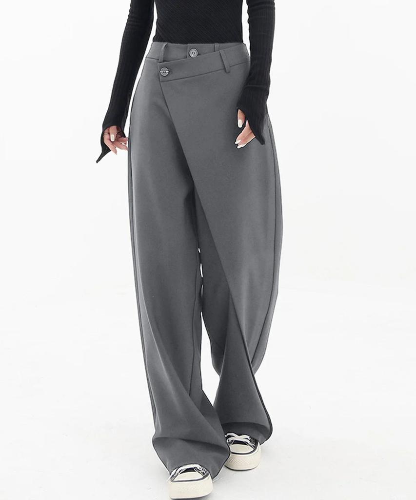 Pantaloni eleganti vintage da donna, neri, coreani, larghi, classici, patchwork, da ufficio, da donna, palazzo