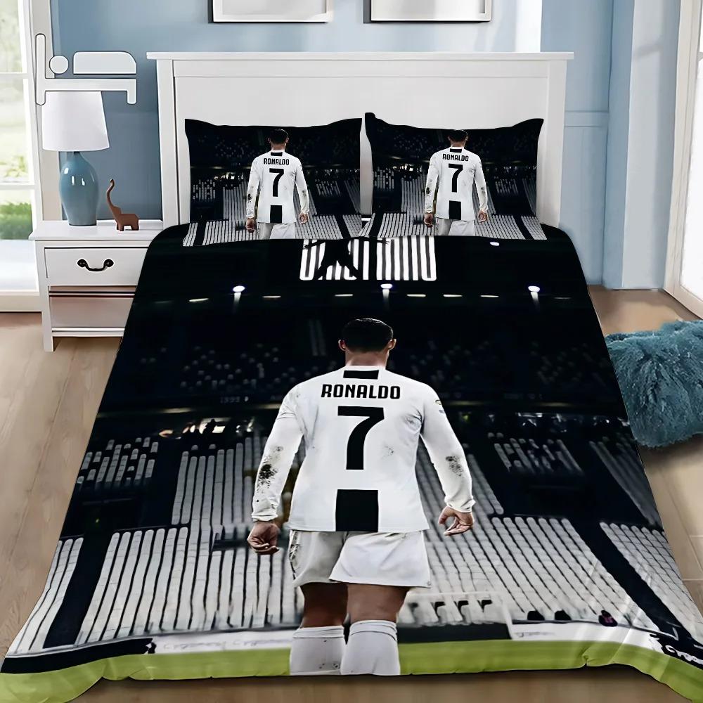 3D NOVÉ Povlečení na přikrývku Povlak na polštář Ložní souprava Fotbal CR7 R-Ronaldos Dospělý Chlapec Dívka Dekorace ložnice Děti Jednolůžko Dvojlůžko Velké
