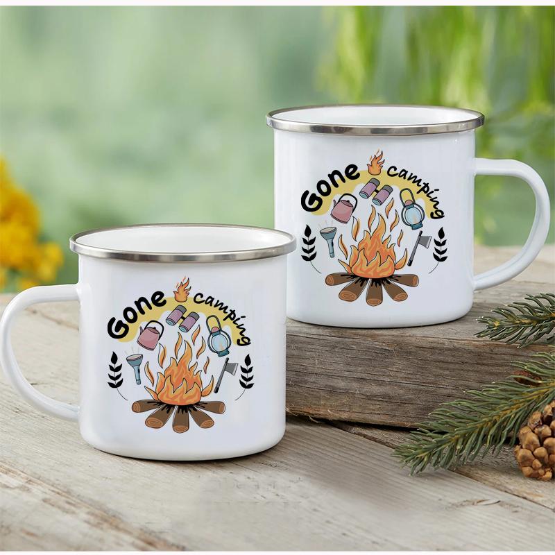 Outdoor Enamel Water Cups, Camping Mug, Campfire Party, Beer Coffee Mugs, Mountain Handle Mug, Best Gifts for Camper Lovers