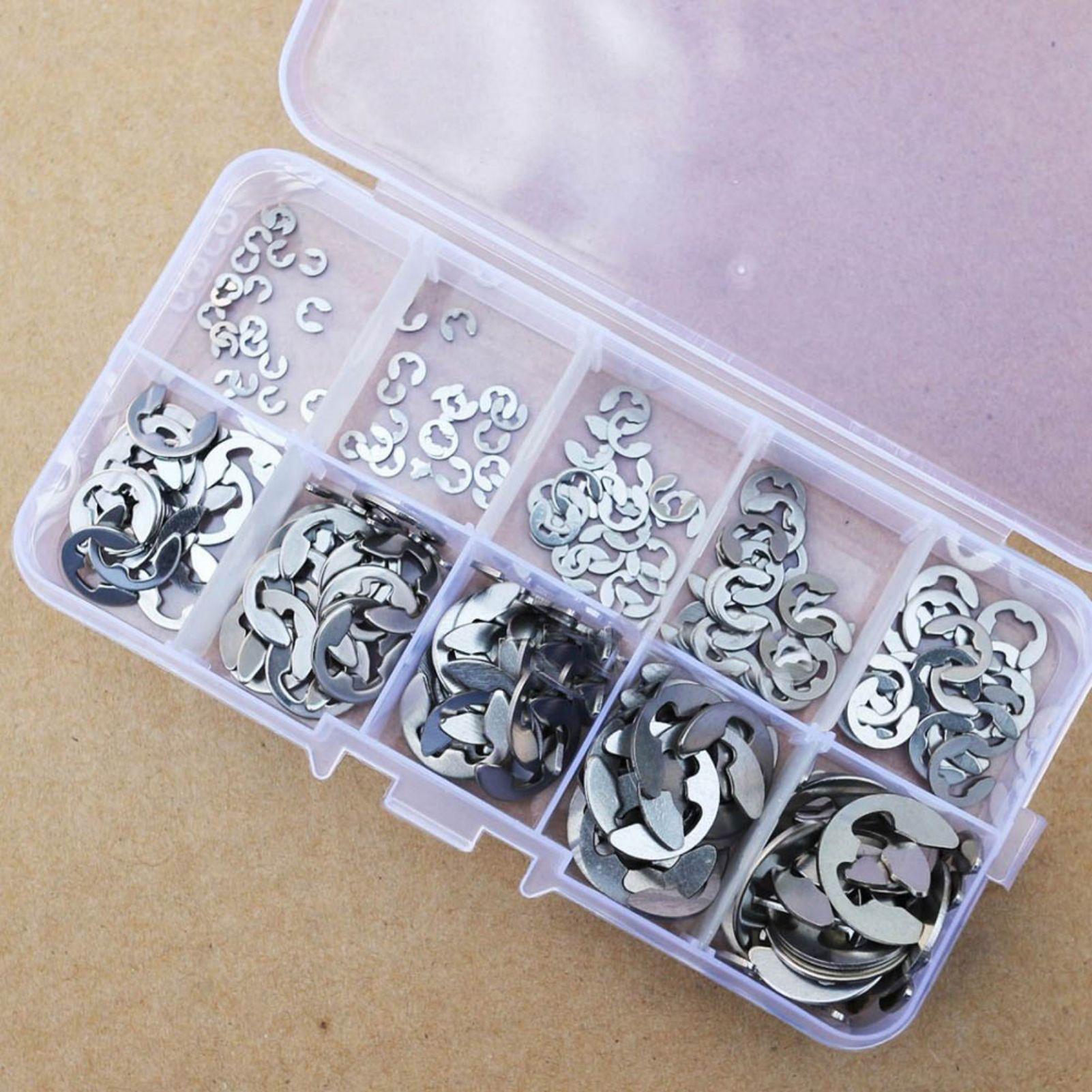 Stainless Steel Snap  Set Easy to Operate E-Clip Circlips Tools for Shaft  of Machine A 100pcs