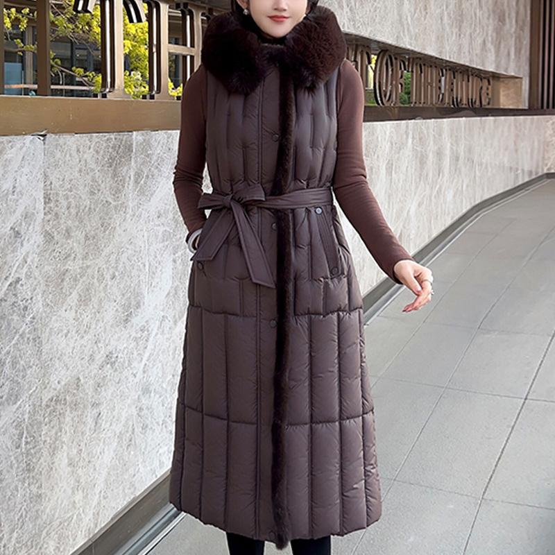 Fashion Winter Long Vest Woman Coats Elegant Thick Warm Sleeveless Parka Women's Jackets