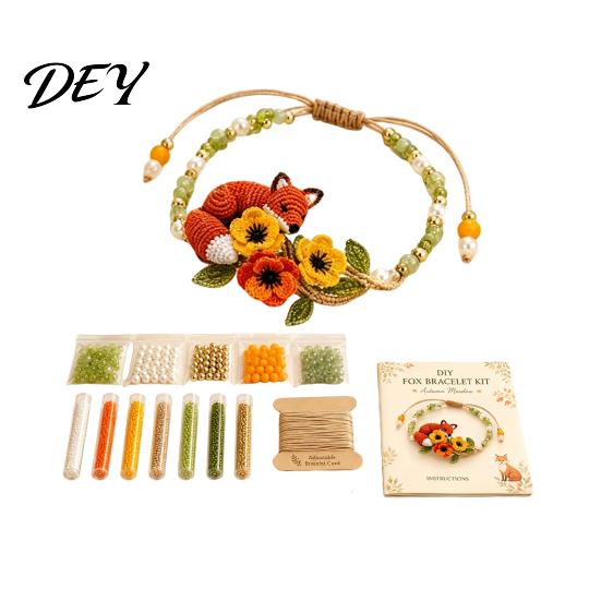 Creative Craft Kits for Adults DIY Beaded Bracelet Making Kit, Beginner-Friendly Animal Bead Kit Beadwork Jewelry Crafting Set Adults, Lovers Fox
