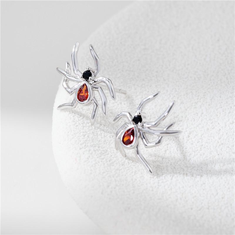 Arvaleff 925 Sterling Silver Halloween Spider Stud Earrings 14K Silver Plated.