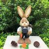 Easter Bunny on Swing Handmade Woven Grass Rabbit Creative Figurine Home Decor Hanging Ornament Forest Theme Gift Souvenir
