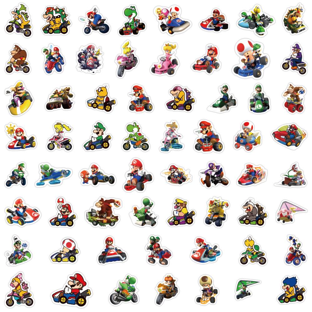 60 Новых Мультяшных Игровых Граффити-Наклеек Mario Kart для Самостоятельного Декорирования Телефона и Компьютера