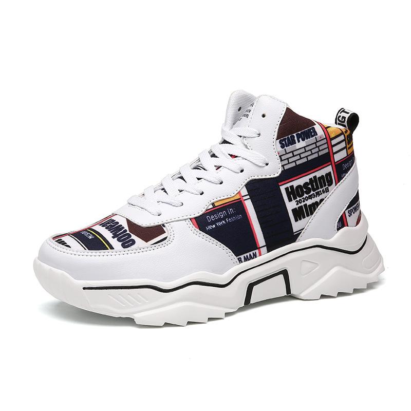 

Модные высокие мужские кроссовки, осенняя обувь на платформе, дышащая парусиновая обувь с граффити и мужская обувь из искусственной кожи, Tenis Masculino Zapatillas Hombre 39