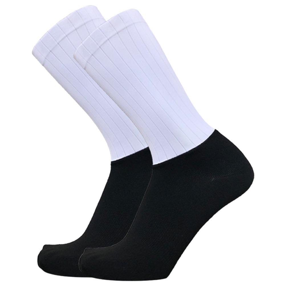 Lightweight Cycling Socks Breathable Sports Socks Durable Road Socks  For Running Black&White