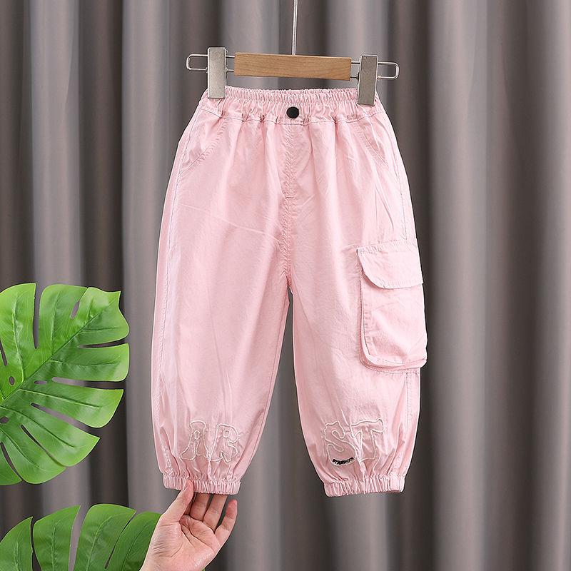 Mädchen Arbeitshose Sommer Dünnes Design Kinder Freizeit Sporthose Baby Mädchen Mückendichte Hose Sommerhose für Oberbekleidung