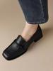 Fashion Classic loafers for women, genuine leather square toe slip-on, vintage women's casual comfort shoes, handmade, size 40