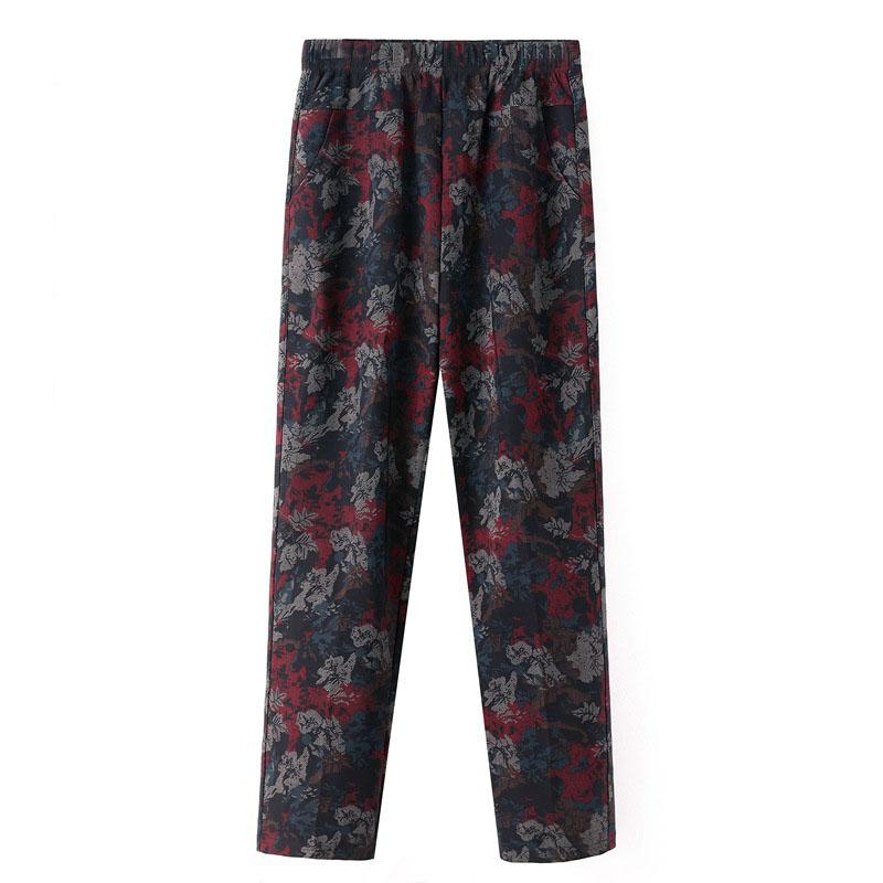 Spring Women's Casual Loose Printed Elastic Waist Wide Leg Pants