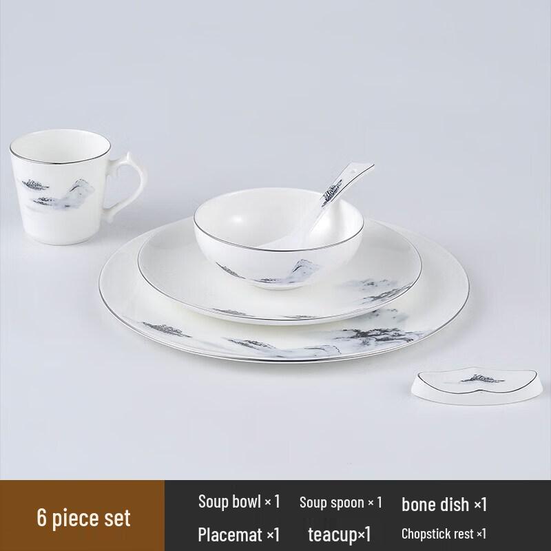 Mountains and Rivers Fisherman Ceramic Tableware Set
