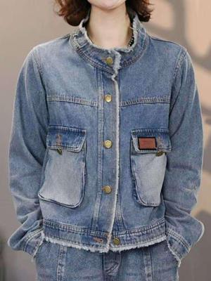 Women's Retro Washed Denim Jacket - Spring Korean Style, Versatile & Loose, Petite Short Jacket Top