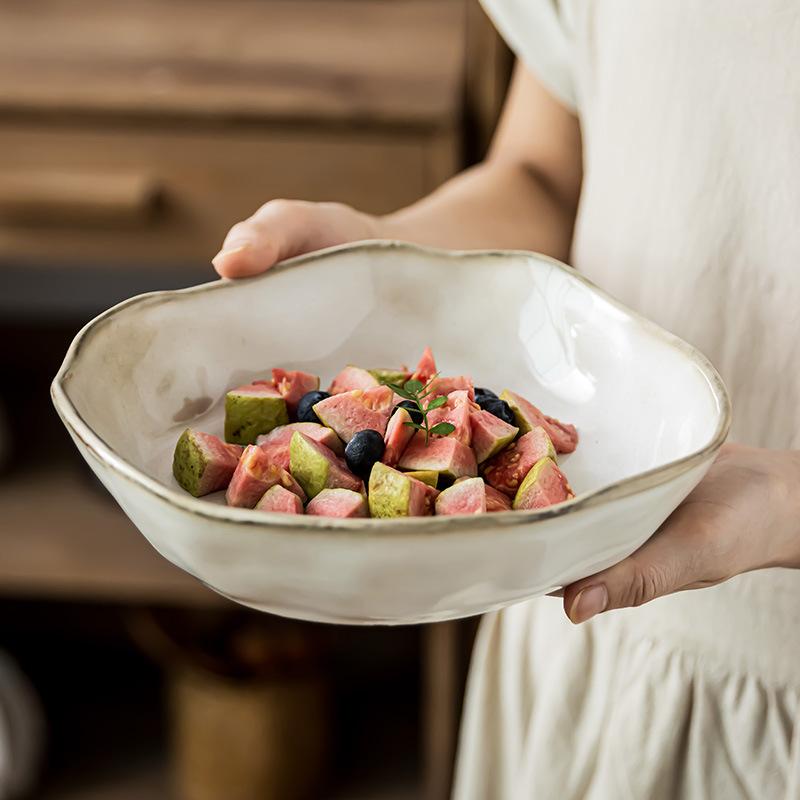 Retro Style Special-Shaped Bowls, Japanese-Style Ceramic Bowls, Kiln Variants, Tableware Plates, Household Vegetable Bowls, Salad Bowls, Vegetable Pla
