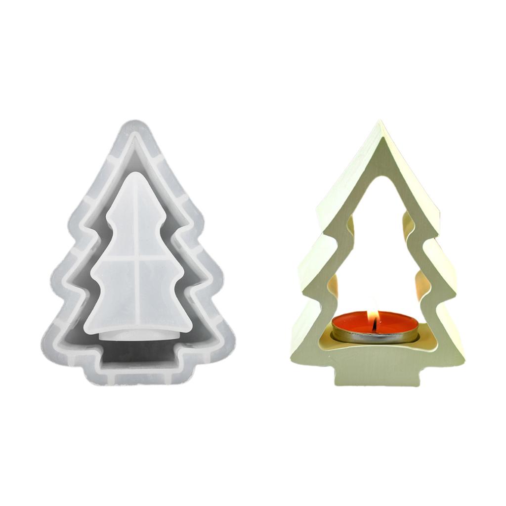 Candlestick Molds Silicone Crafts Mold House/Tree Shape Candle Stand Moulds Silicone Texture Ornament Molds for Candle