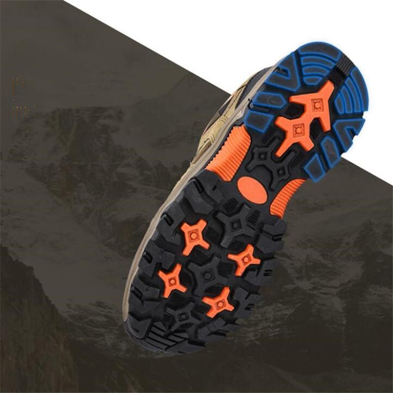 Cowhide Men Hiking Shoes Climbing Mens Sport Shoes Men Outdoor Trainers Non-slip Men Trekking Shoes Fashion Lace Up Sneakers