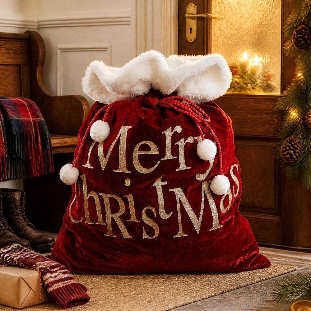 50x70cm Large Size Santa Claus Gift Bag Velvet Drawstring Bag Decoration Supplies