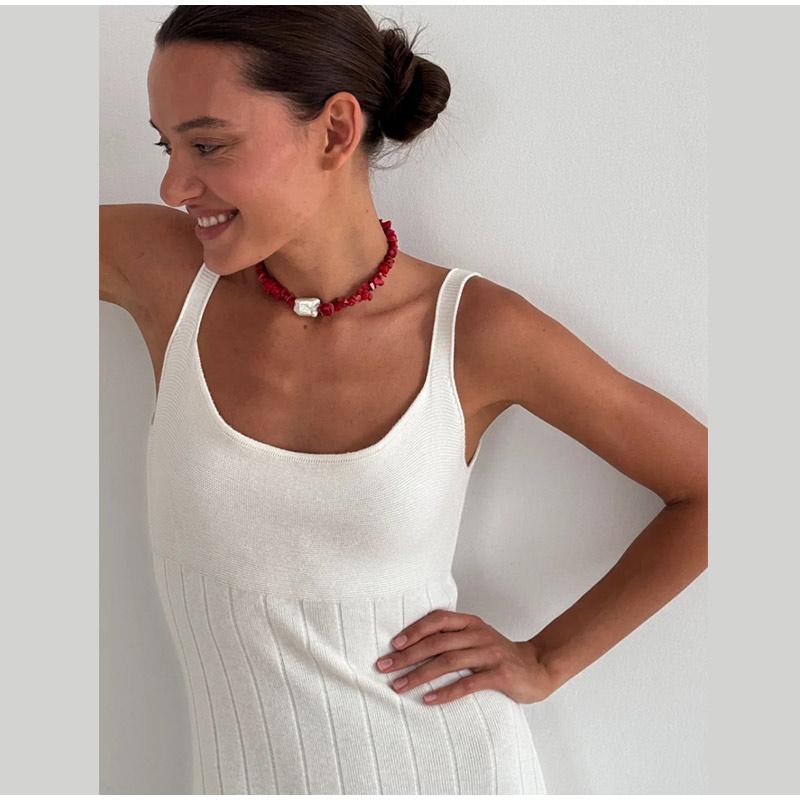 Elegant Knitted Long Dress Women Sleeveless Backless Slim A-line Solid Color Dresses