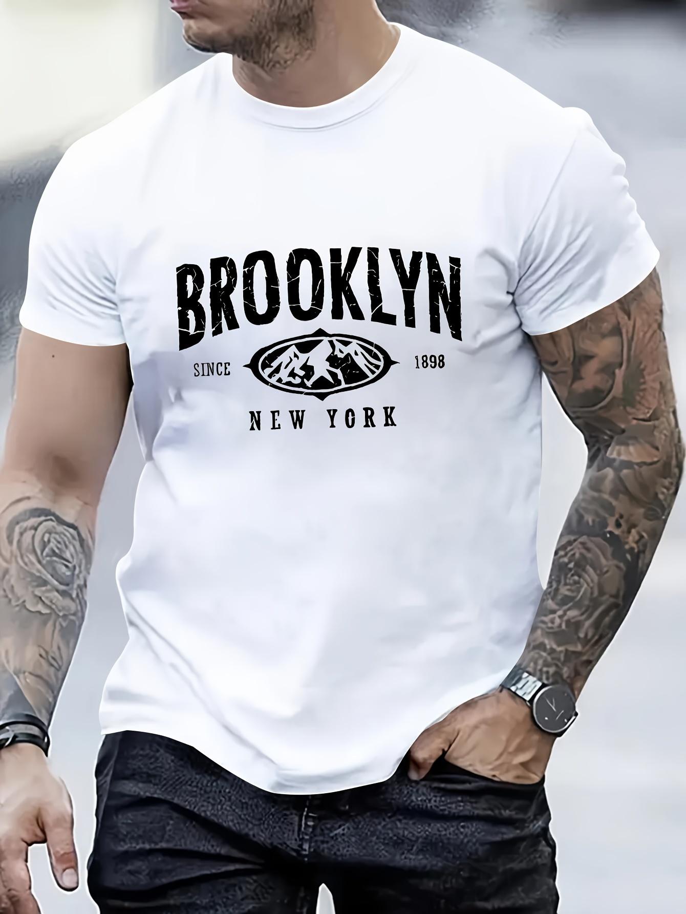

Mens Brooklyn Mountains Print Sports Casual Versatile Short Sleeve TShirt 4XL